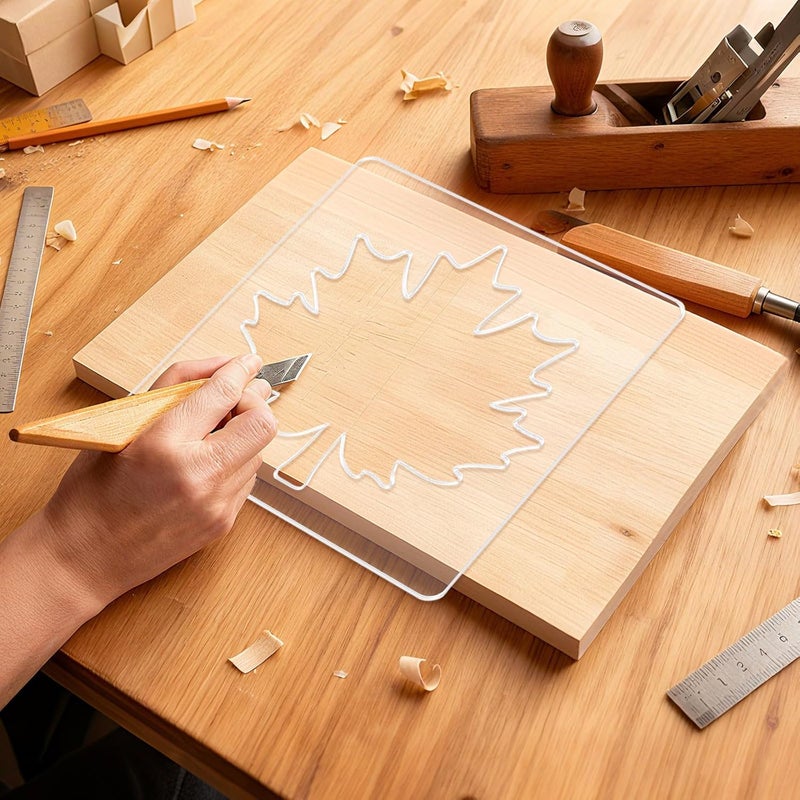 beinkmake Maple Leaf Router Template Acrylic Clear Valet Tray Router Template for Woodworking Drawing Inlay Templates Charcuterie Board Handicraft Decorative 7.9x7.9 inch - Image 4